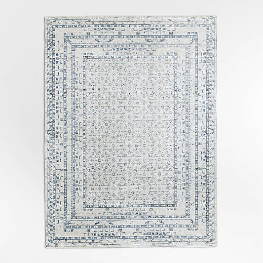 Reims Wool Blend Traditional Handwoven Blue Area Rug
