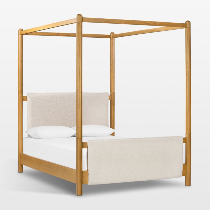 Reina Light Oak Wood Canopy King Bed