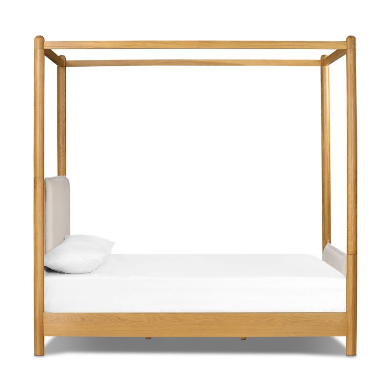 Reina Light Oak Wood Canopy King Bed