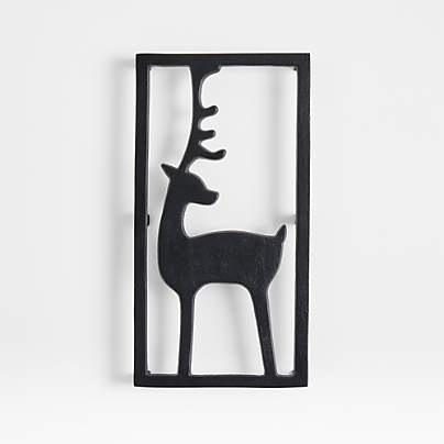 Reindeer Black Metal Trivet