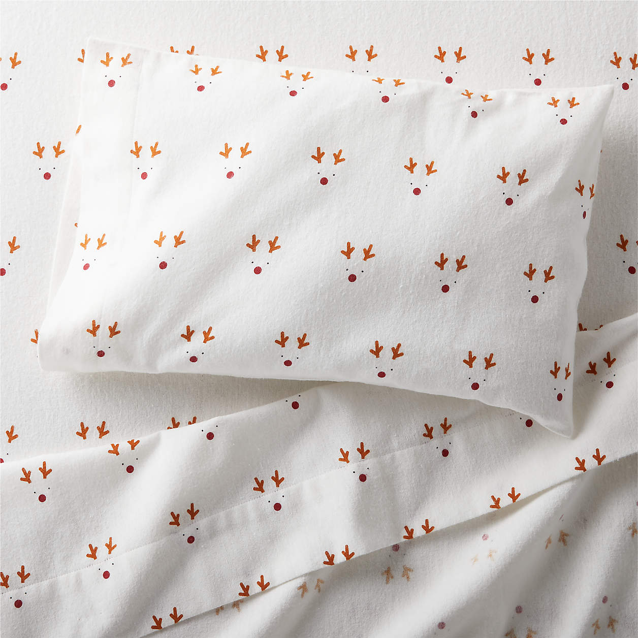Organic Flannel Reindeer Toddler Christmas Sheet Set Crate & Kids