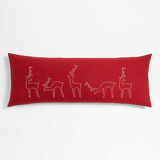 54"x20" Red Reindeer Body Pillow