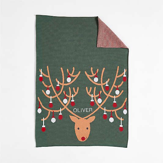 Reindeer Organic Cotton Baby Christmas Stroller Blanket