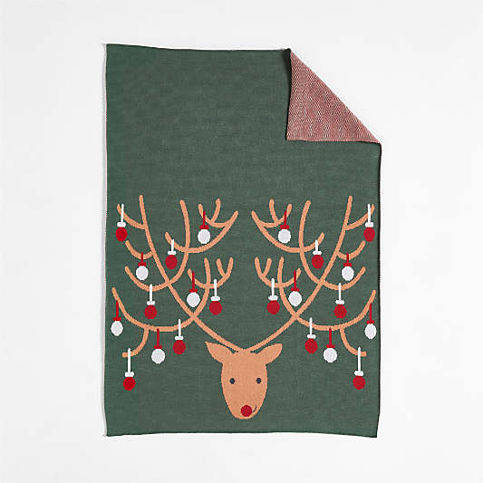 Reindeer Organic Cotton Baby Christmas Stroller Blanket