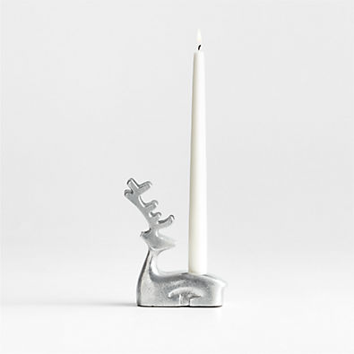 View Silver Holiday Reindeer Taper Candle Holder details