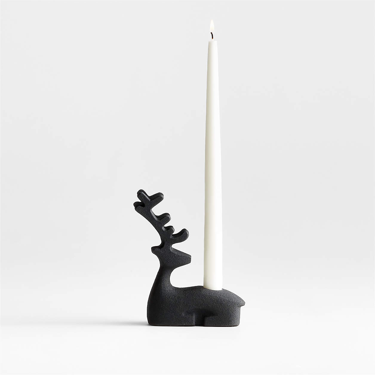 Zinc Holiday Reindeer Taper Candle Holder + Reviews Crate & Barrel