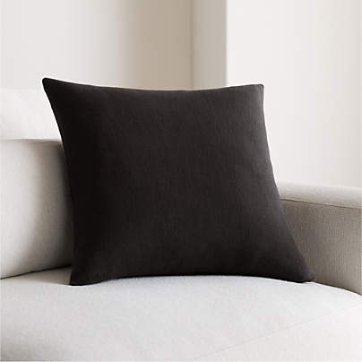 Relaxed Linen 20"x20" Ink Black Layering Throw Pillow with Feather Insert
