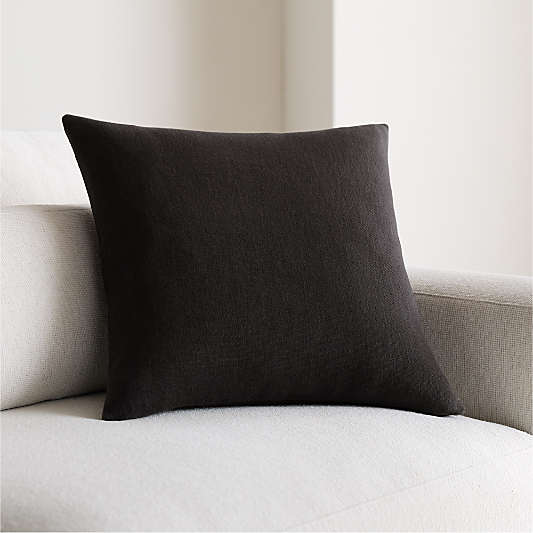 Relaxed Linen 20"x20" Ink Black Layering Throw Pillow