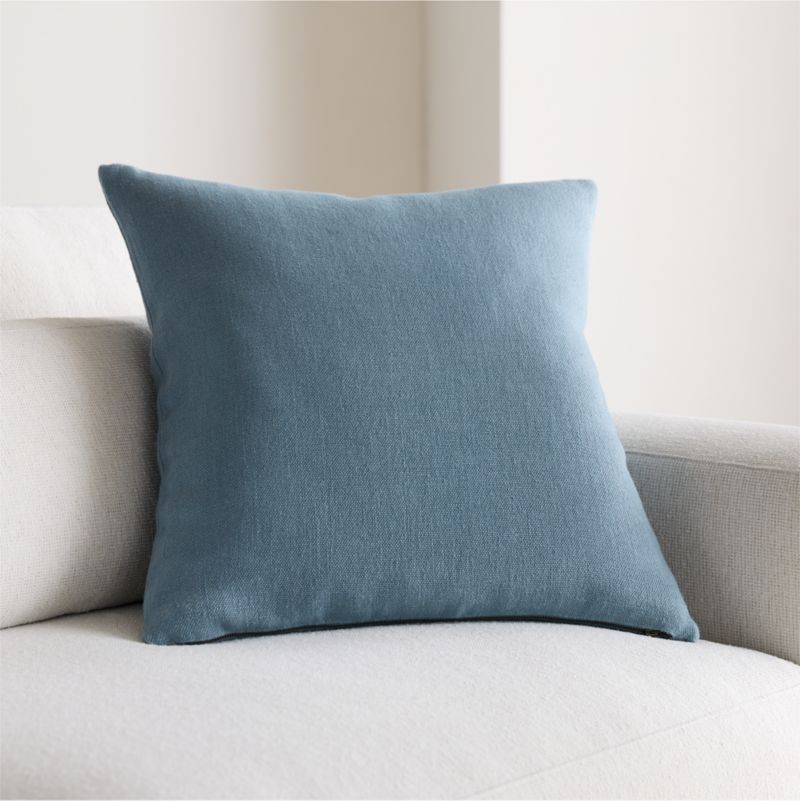 Viewing product image Relaxed Linen Layering 20"x20" Blue Throw Pillow Cover - image 1 of 8