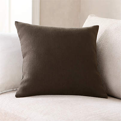 Relaxed Linen Layering 20"x20" Deep Brown Throw Pillow with Down-Alternative Insert