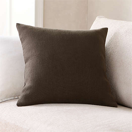 Relaxed Linen Layering 20"x20" Deep Brown Throw Pillow Cover