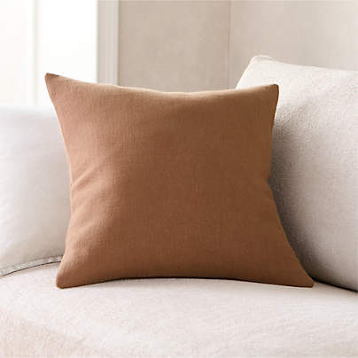 Relaxed Linen 20"x20" Maple Brown Layering Throw Pillow Cover