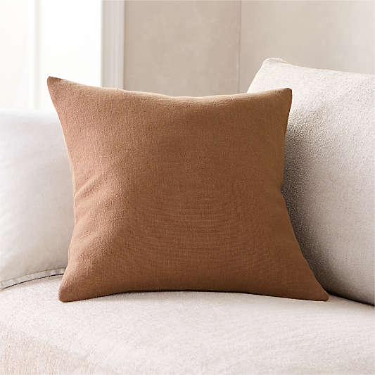 Relaxed Linen 20"x20" Maple Brown Layering Throw Pillow Cover