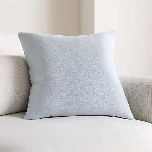 Relaxed Linen 20"x20" Pale Blue Layering Throw Pillow with Down-Alternative Insert
