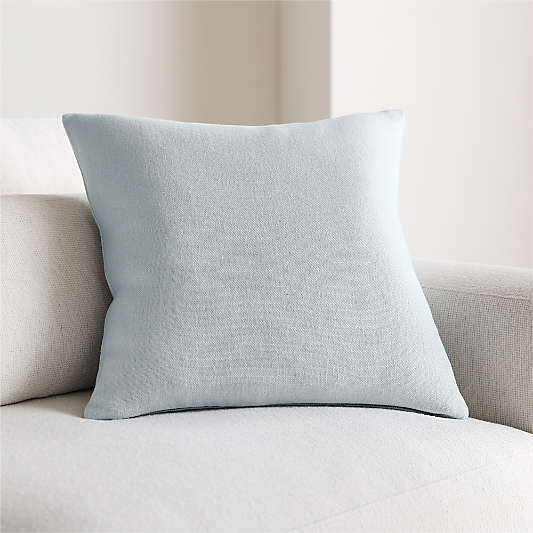 Relaxed Linen 20"x20" Pale Blue Layering Throw Pillow with Down-Alternative Insert