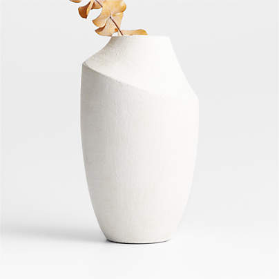 Slope White Ceramic Vase 12.25"