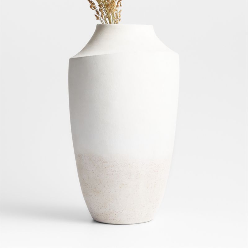 Slope White Ceramic Vase 17"