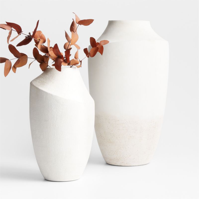 Slope White Ceramic Vase 17"