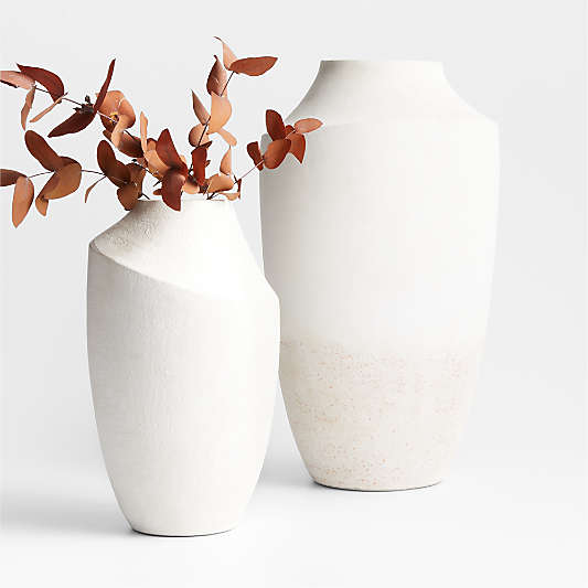 Slope White Ceramic Vase 17"