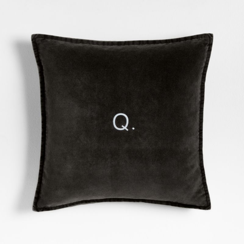 Relaxed Washed Organic Cotton Velvet 20"x20" Ink Black Throw Pillow with Feather Insert - image 2 of 5