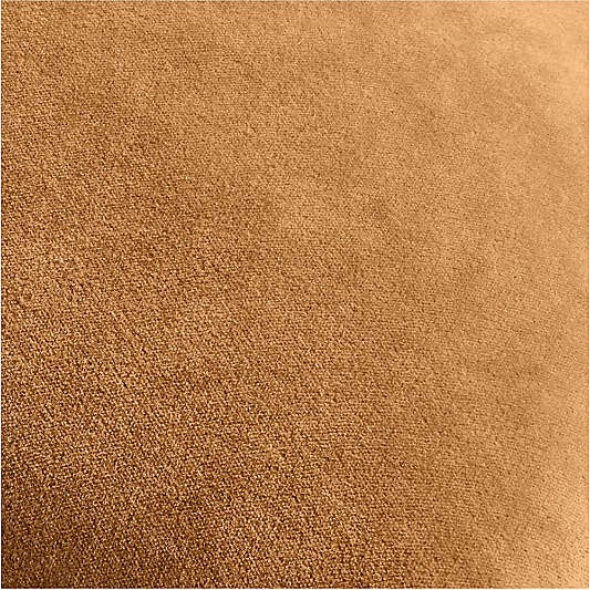 Relaxed Washed Organic Cotton Velvet 20x20 Cognac Throw Pillow with Down-Alternative Insert