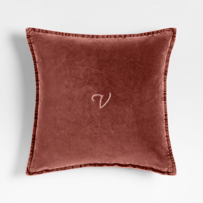 Relaxed Washed Organic Cotton Velvet 20"x20" Chestnut Red Throw Pillow with Feather Insert - image 2 of 5