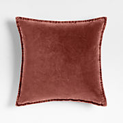 Relaxed Washed Organic Cotton Velvet 20x20 Teal Blue Throw Pillow Cover