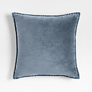 Relaxed Washed Organic Cotton Velvet 20x20 Teal Blue Throw Pillow Cover