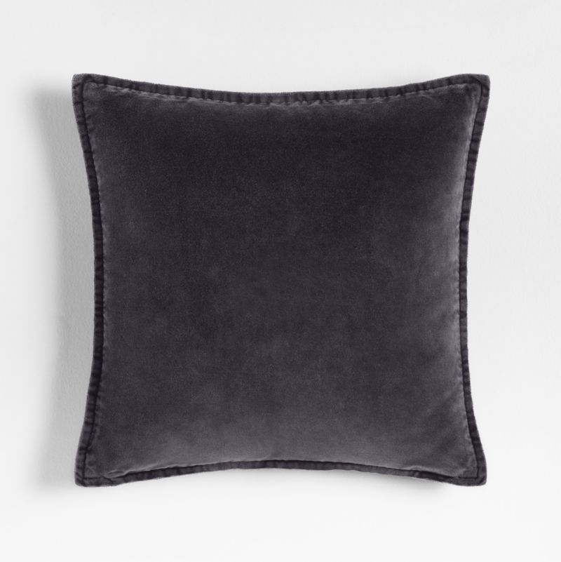 Relaxed Washed Organic Cotton Velvet 20"x20" Deep Indigo Throw Pillow with Feather Insert - image 0 of 5