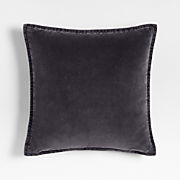 Relaxed Washed Organic Cotton Velvet 20x20 Teal Blue Throw Pillow Cover