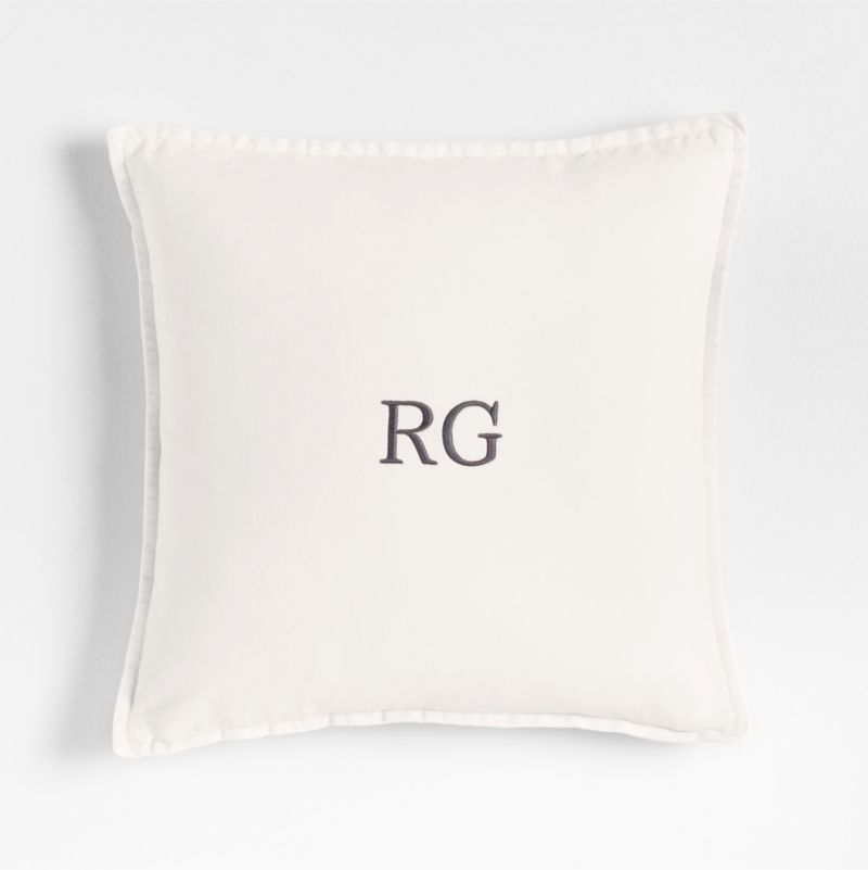 Relaxed Washed Organic Cotton Velvet 20"x20" Ivory Throw Pillow with Feather Insert - image 2 of 5