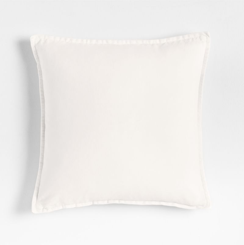 Relaxed Washed Organic Cotton Velvet 20"x20" Ivory Throw Pillow with Feather Insert - image 0 of 5