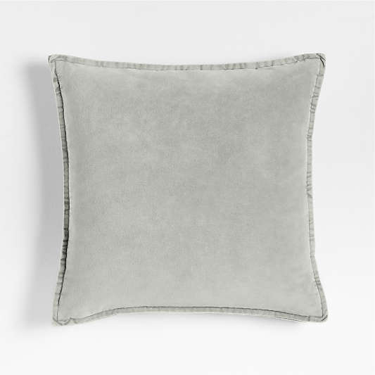 Relaxed Washed Organic Cotton Velvet 20"x20" Mist Blue Throw Pillow