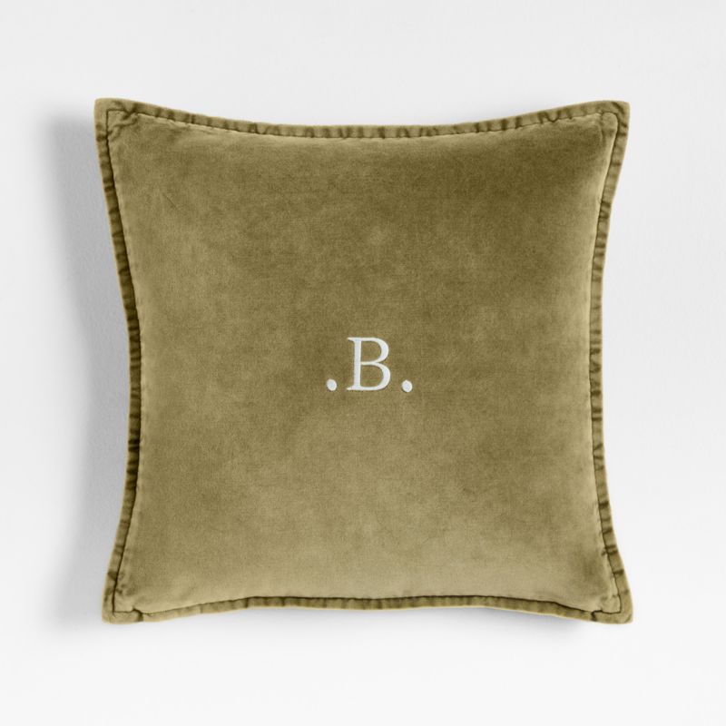 Relaxed Washed Organic Cotton Velvet 20"x20" Moss Green Throw Pillow with Feather Insert - image 2 of 5