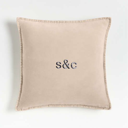Relaxed Washed Organic Cotton Velvet 20"x20" Moonbeam Throw Pillow Cover
