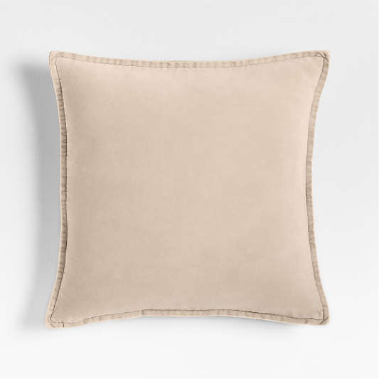 Relaxed Washed Organic Cotton Velvet 20"x20" Moonbeam Throw Pillow Cover