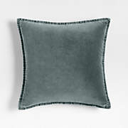 Hyde Pieced Suede 23x23 Coy Blue Throw Pillow Cover
