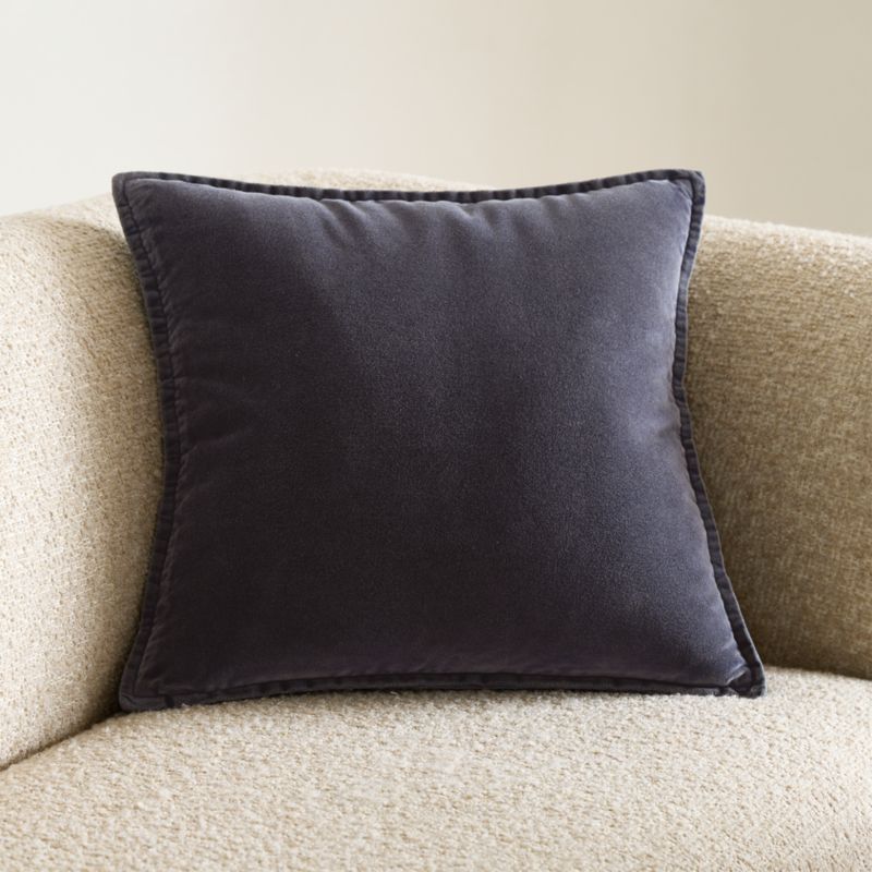 Viewing product image Relaxed Washed Organic Cotton Velvet 20"x20" Deep Indigo Throw Pillow Cover - image 1 of 8