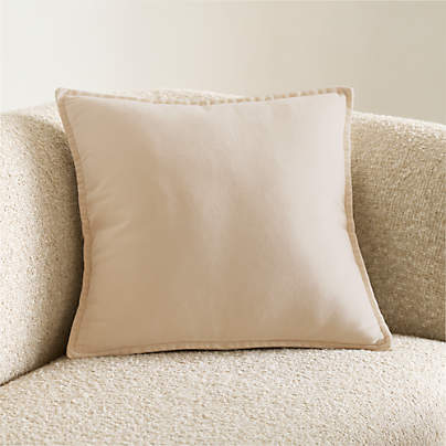 Relaxed Washed Organic Cotton Velvet 20"x20" Moonbeam Throw Pillow with Down-Alternative Insert
