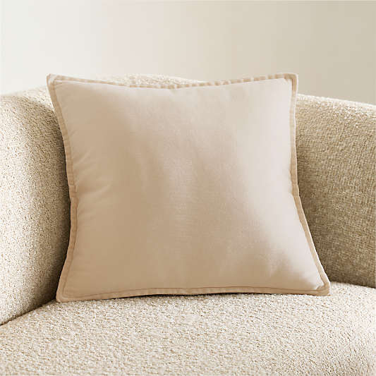 Relaxed Washed Organic Cotton Velvet 20"x20" Moonbeam Throw Pillow Cover