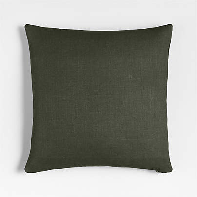 Relaxed Linen Layering 20"x20" Burnt Green Throw Pillow with Feather Insert