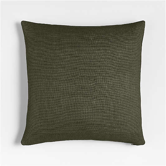 Relaxed Linen Layering 20"x20" Burnt Green Throw Pillow with Feather Insert