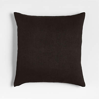 Relaxed Linen 20"x20" Ink Black Layering Throw Pillow with Feather Insert