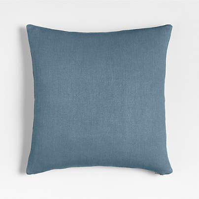 Relaxed Linen Layering 20"x20" Blue Throw Pillow with Feather Insert