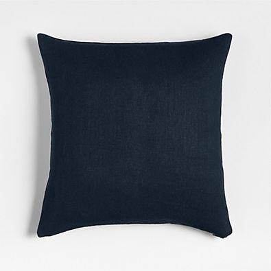 View Relaxed Linen 20"x20" Deep Indigo Layering Throw Pillow Cover details