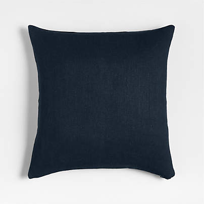 Relaxed Linen 20"x20" Deep Indigo Layering Throw Pillow with Feather Insert
