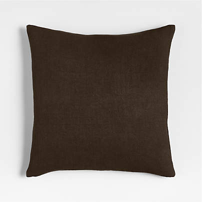Relaxed Linen Layering 20"x20" Deep Brown Throw Pillow with Feather Insert