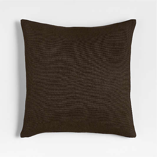 Relaxed Linen Layering 20"x20" Deep Brown Throw Pillow with Down-Alternative Insert