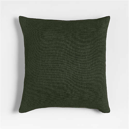 Relaxed Linen 20"x20" Ficus Green Layering Throw Pillow with Down-Alternative Insert