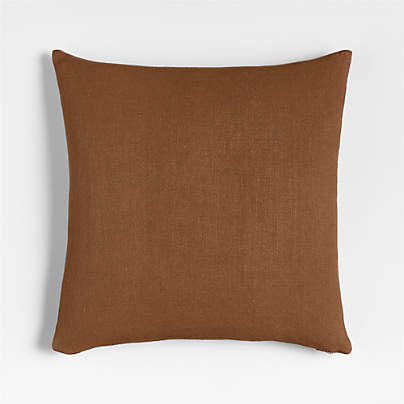 Relaxed Linen 20"x20" Maple Brown Layering Throw Pillow with Down-Alternative Insert
